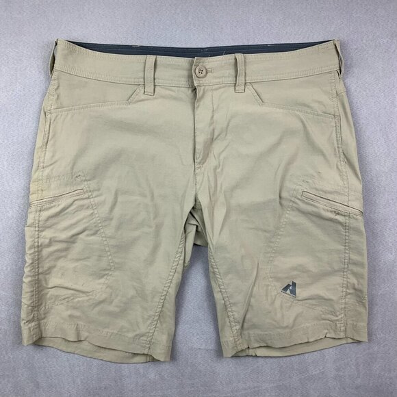 Eddie Bauer First Ascent Mens Shorts 38 Beige Cargo Guide Pro Nylon Spandex - Picture 1 of 12